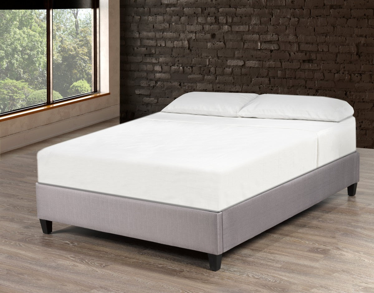 Douglas King Platform Bed Base with Grey Polyester Fabric Cover