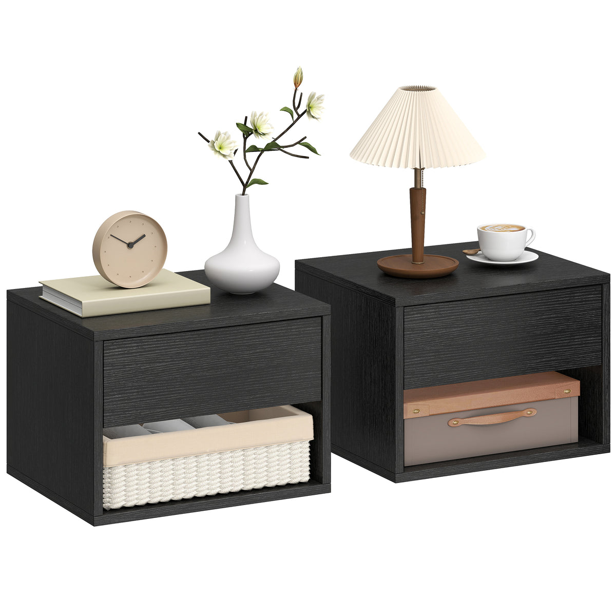 Floating Nightstands with Drawer, Set of 2 – 16"W x 11"H