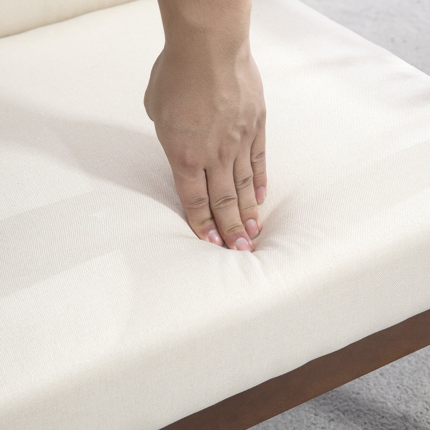 Modern Upholstered Linen-Feel Accent Armchair with Cushioned Seat, Cream White