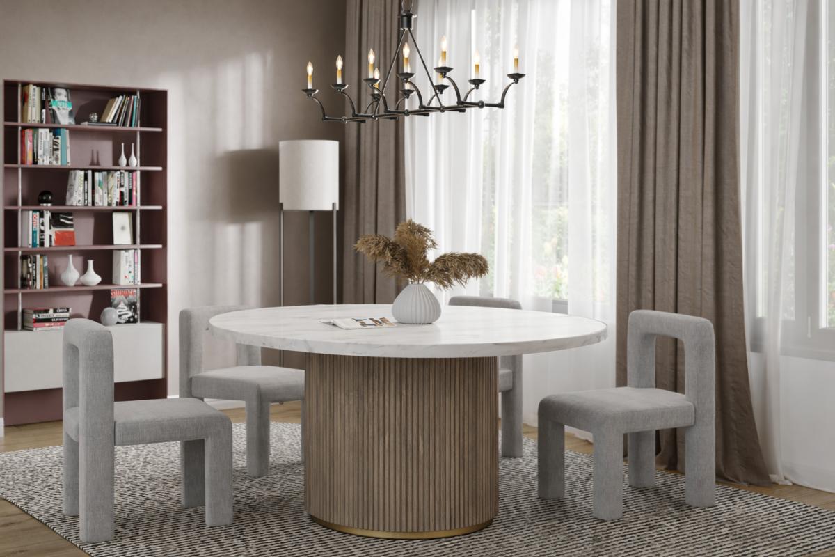 Marble Dining Table – Grey Wash (Style 2)