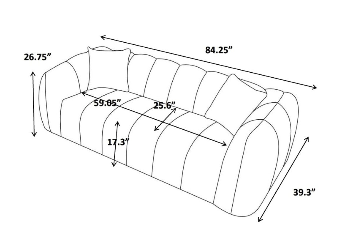 Channel-Tufted Sofa – Taupe