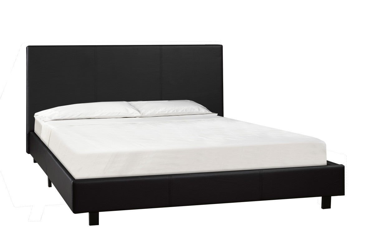 Comfort Black Full Bed & Mattress Set with Bonnell Coil & Slat System