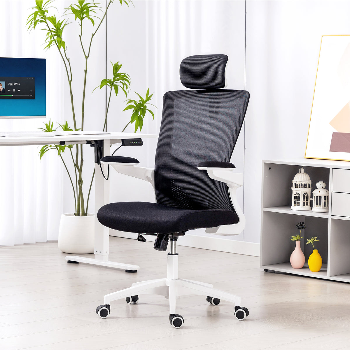 Ergonomic Office Chair, Swivel Desk Chair with Adjustable Lumbar Support, Black