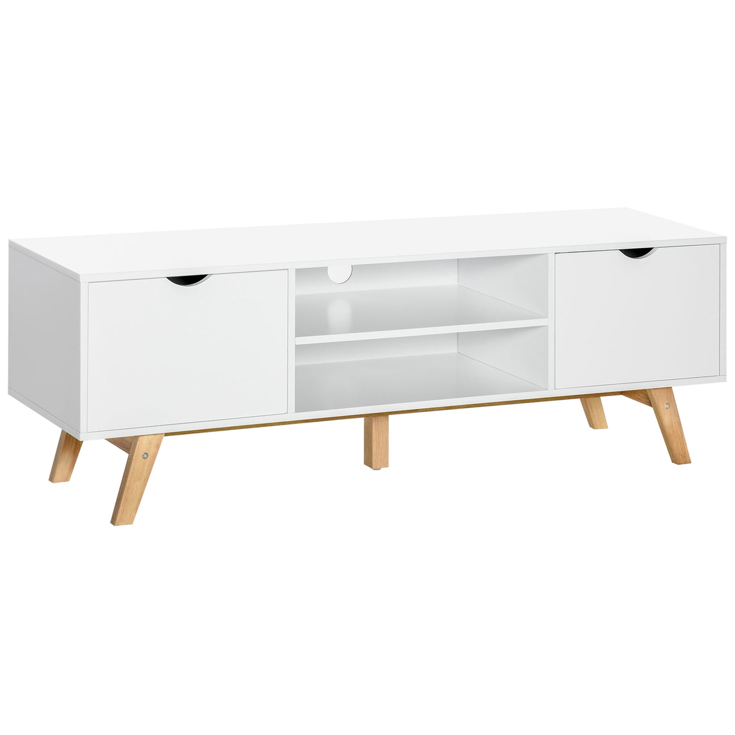 Sleek White Modern TV Stand, Storage for 65-inch TVs, Media Entertainment Center