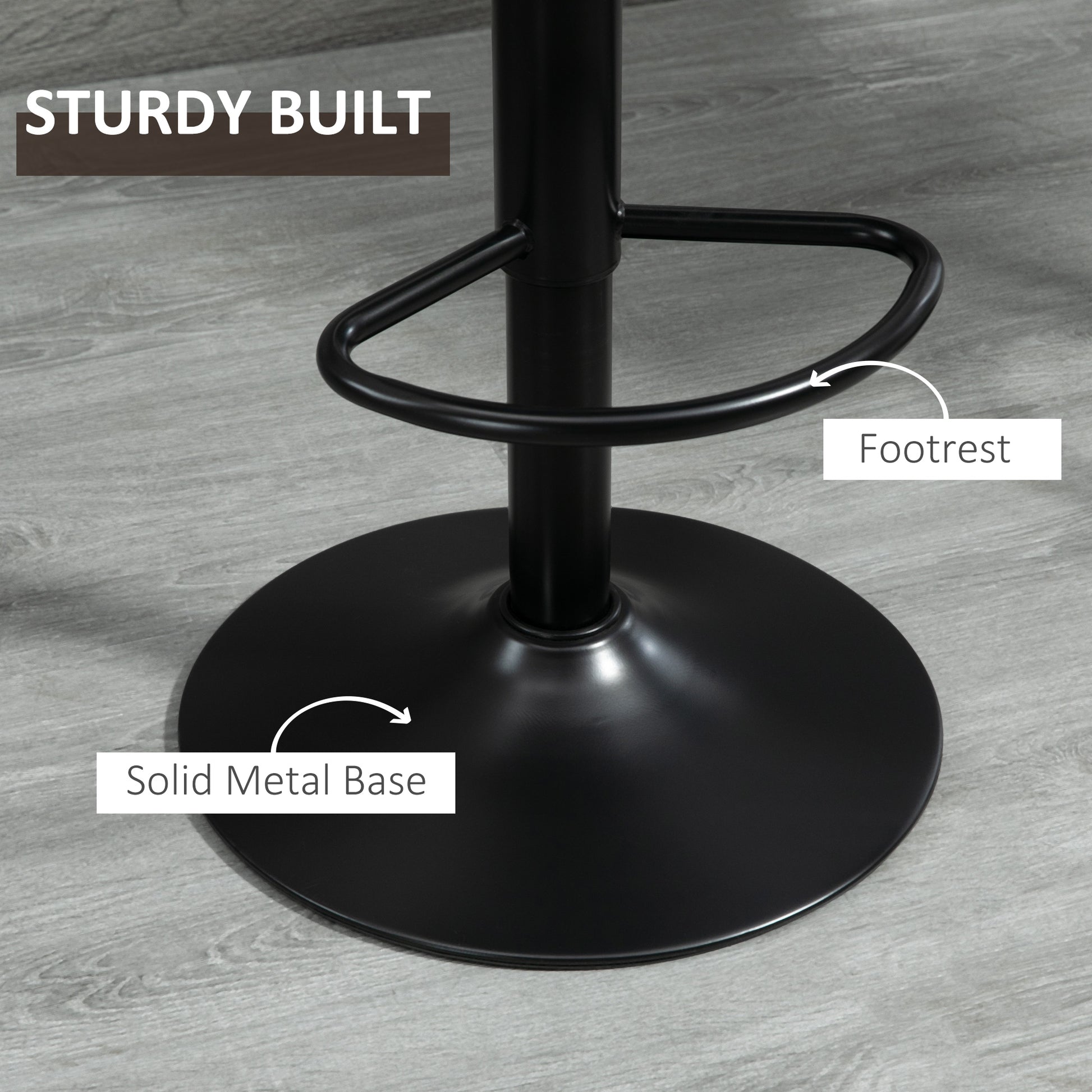 HOMCOM 2-Piece Adjustable Height Swivel Bar Stools with Footrest, Brown Leathaire