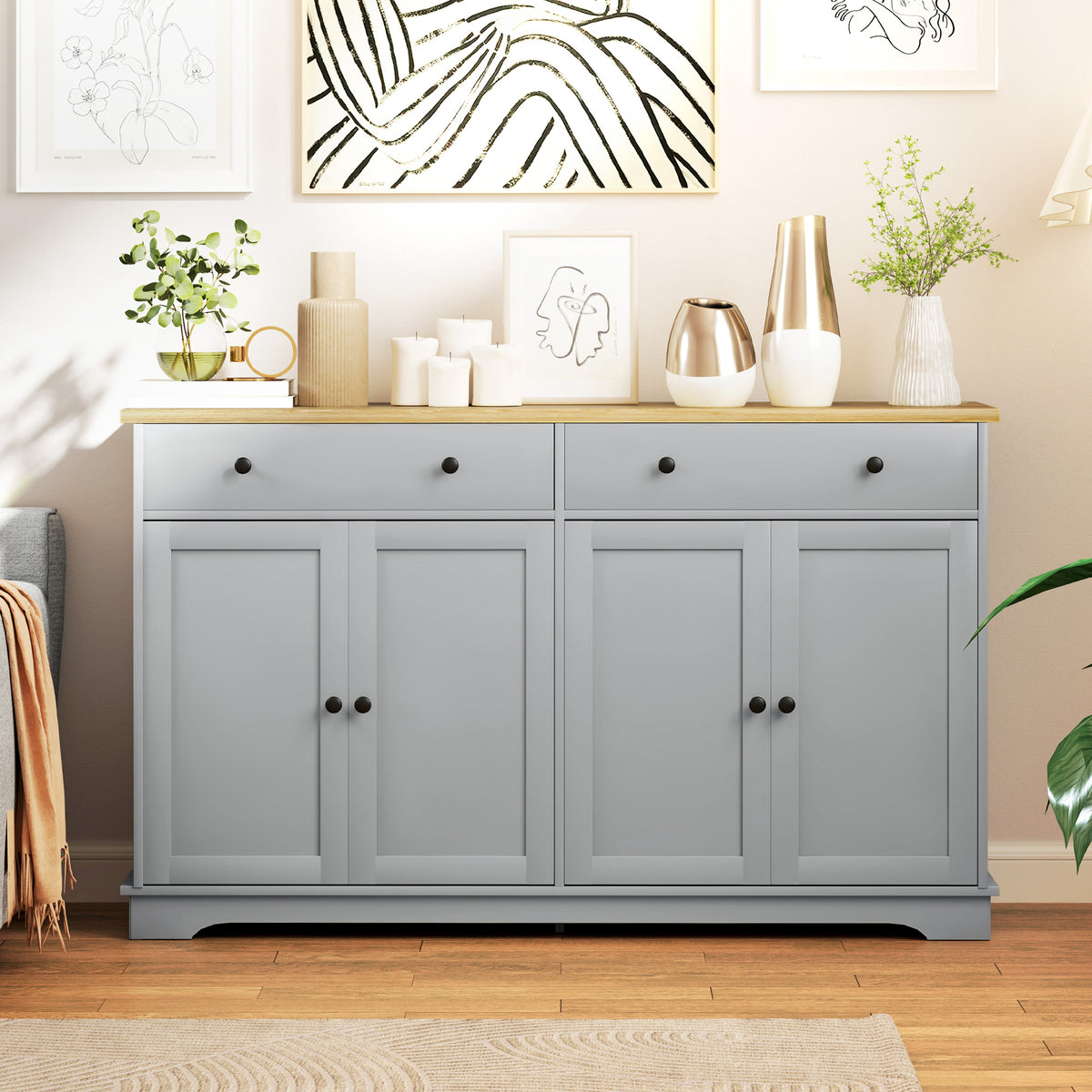 Buffet Cabinet with Storage Drawers – 55"W x 34"H