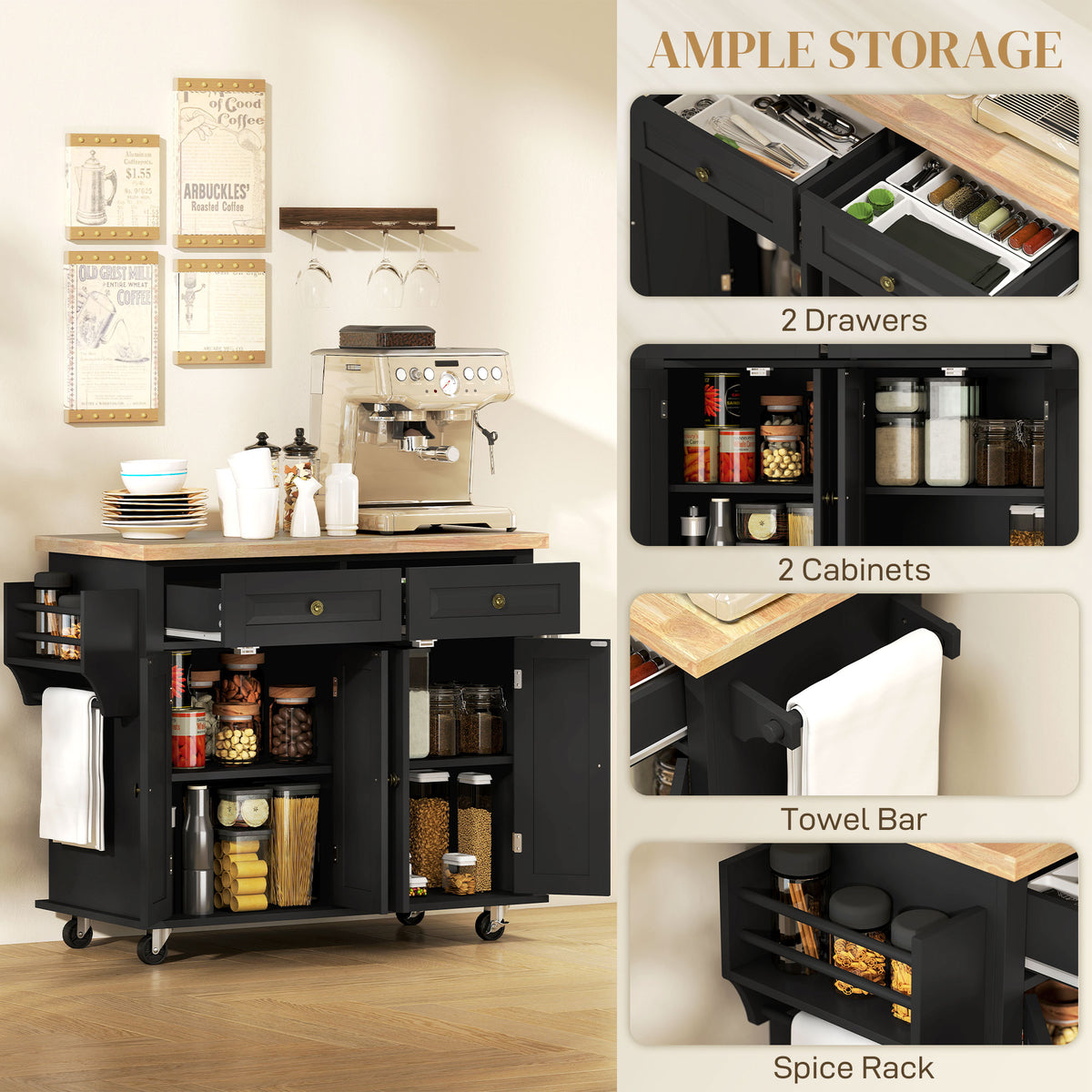 Kitchen Island with Storage – 44"W x 33"H