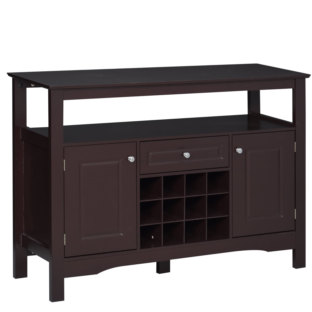Buffet Bar Cabinet with Drawer and 12-Bottle Wine Rack – 46"W x 33"H