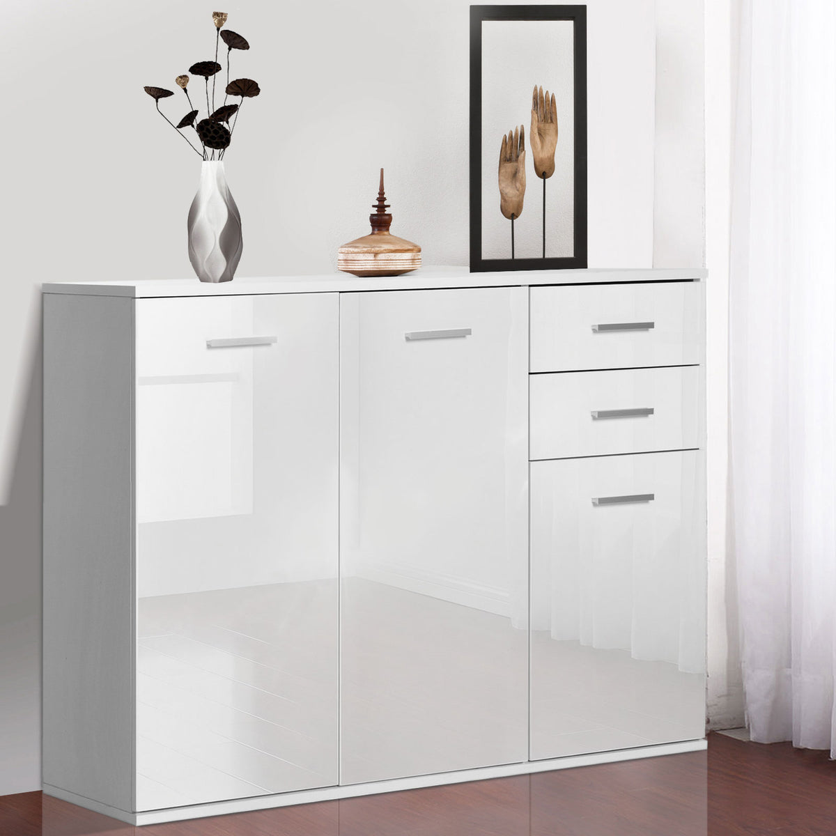 42" High Gloss Sideboard with 2 Drawers
