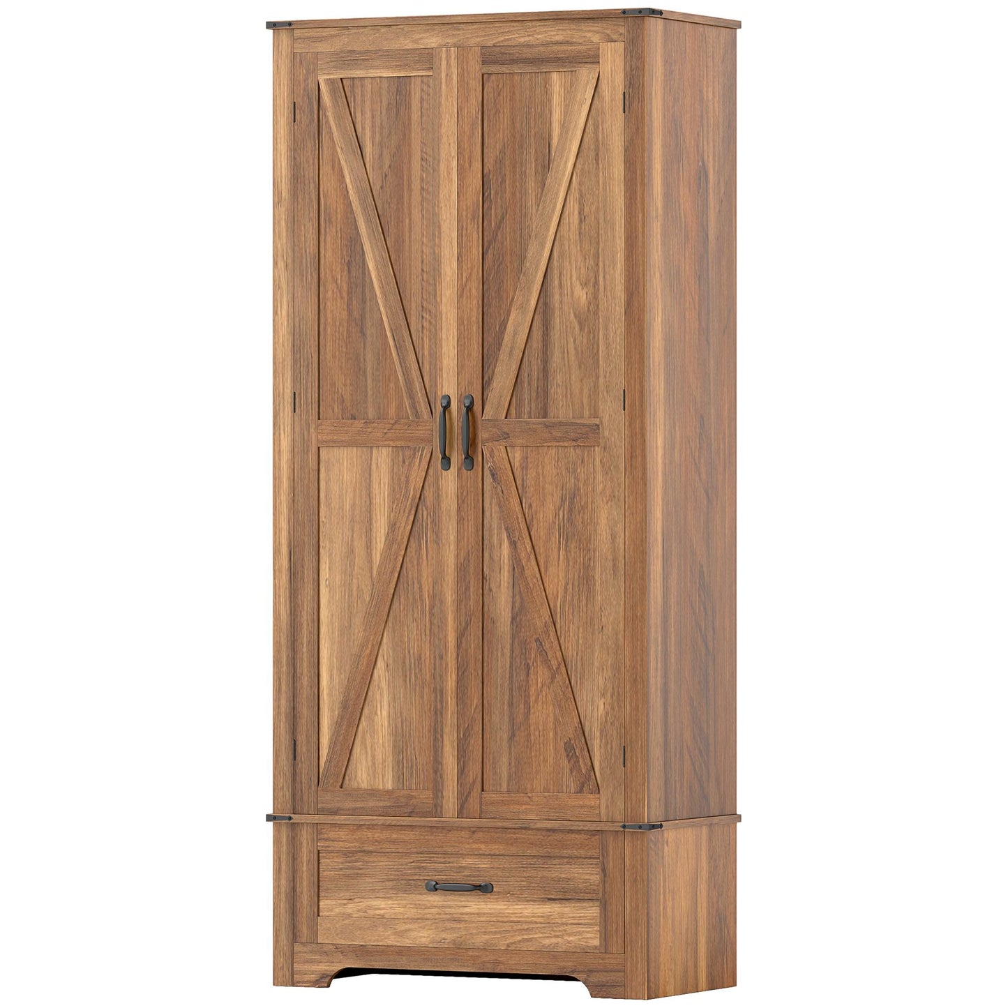 HOMCOM 72" Farmhouse Pantry Cabinet with Adjustable Shelves, Brown