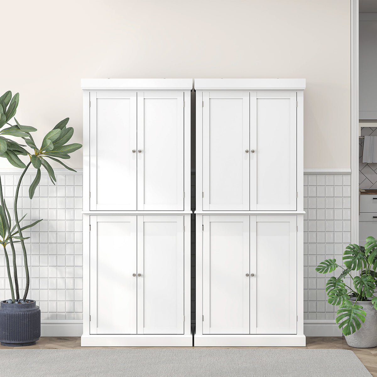 Freestanding Kitchen Pantry Cabinet with 4 Doors – 30"W x 73"H