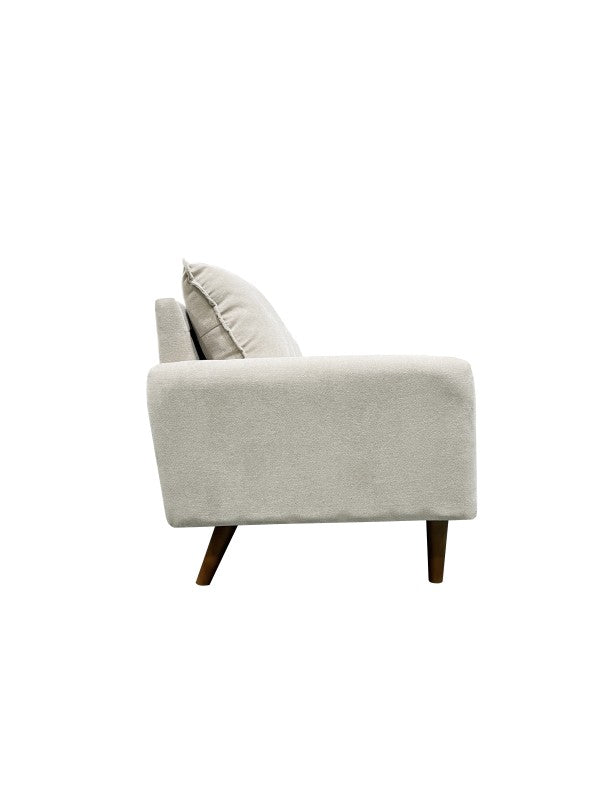 Modern Elegant Beige 3-Seater Sofa, Slim Arms, Splayed Legs