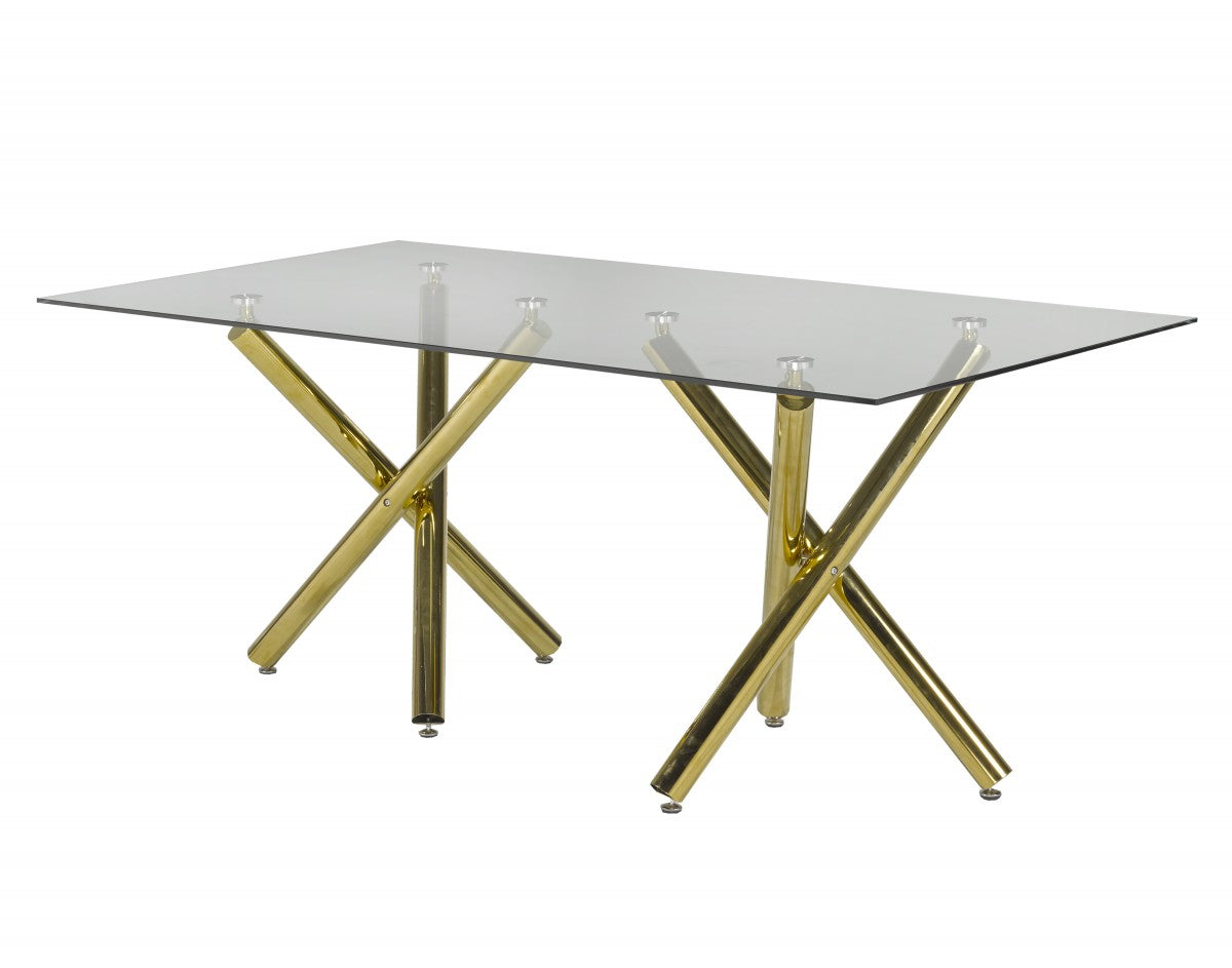 Glass Dining Table – Gold