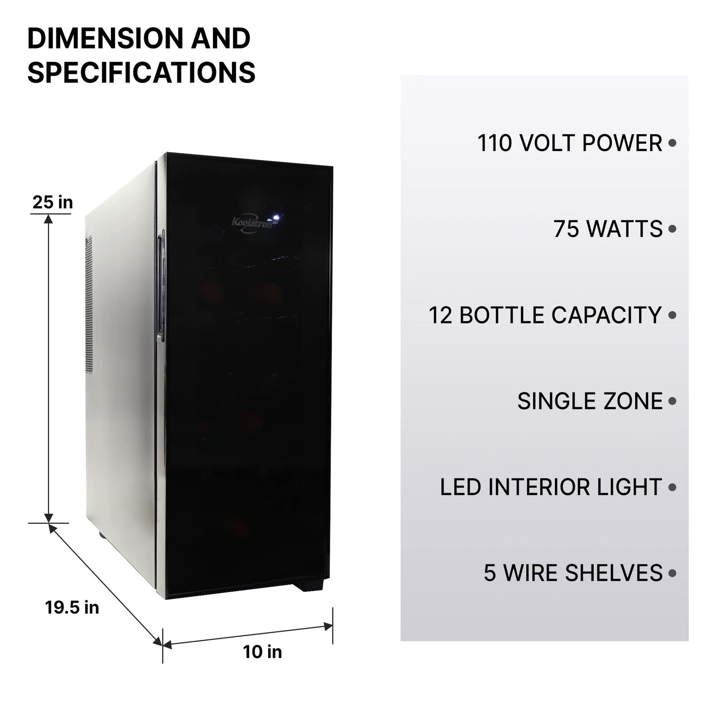 6 Bottle Wine Cooler, Black, Thermoelectric Wine Fridge, 0.65 cu. ft. (16L), Freestanding Wine Cellar, Red, White and Sparkling Wine Storage for Small Kitchen, Apartment, Condo, RV