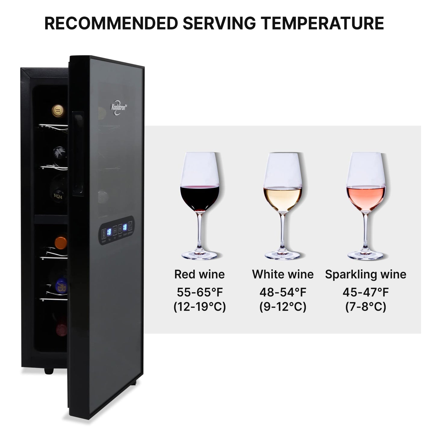 6 Bottle Wine Cooler, Black, Thermoelectric Wine Fridge, 0.65 cu. ft. (16L), Freestanding Wine Cellar, Red, White and Sparkling Wine Storage for Small Kitchen, Apartment, Condo, RV