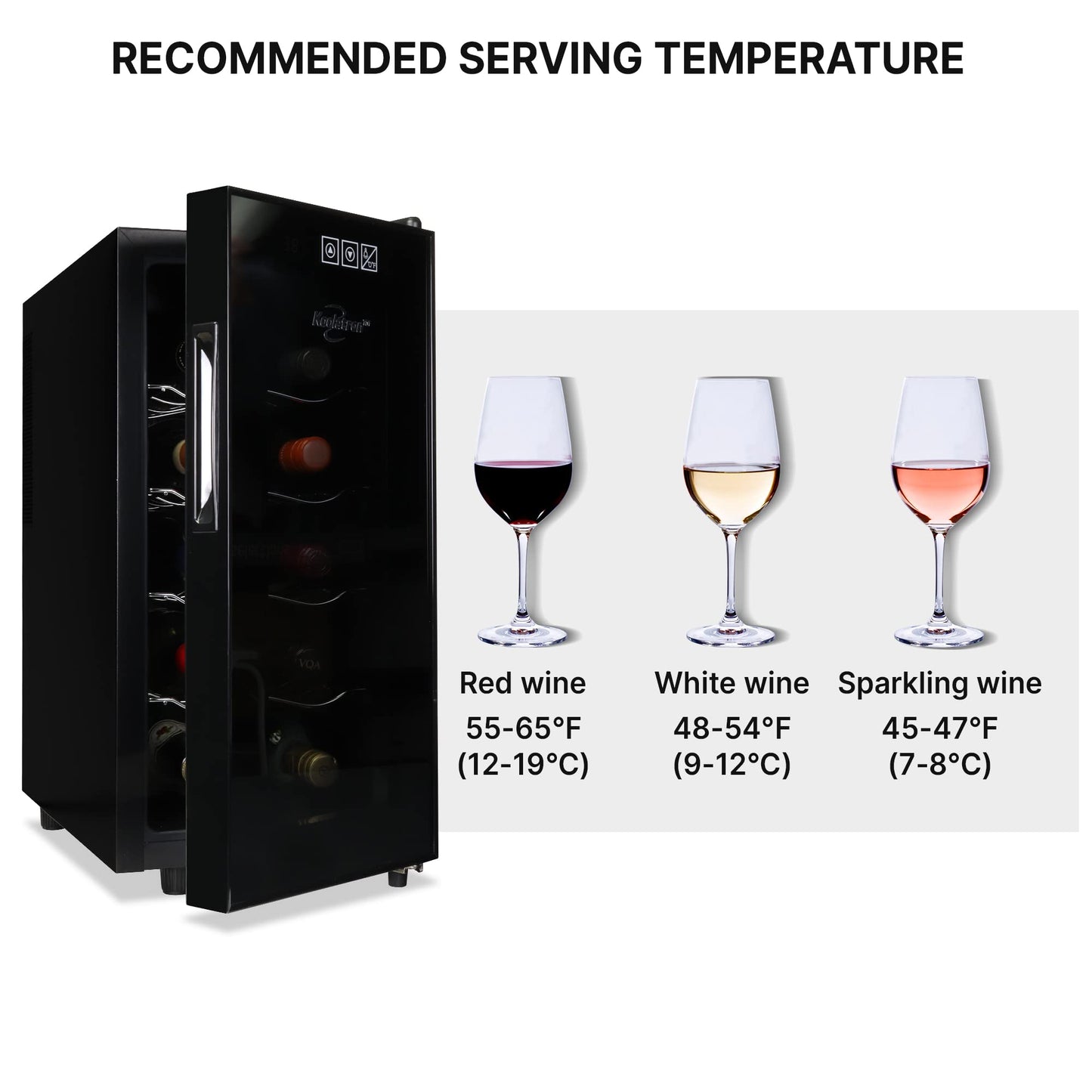 6 Bottle Wine Cooler, Black, Thermoelectric Wine Fridge, 0.65 cu. ft. (16L), Freestanding Wine Cellar, Red, White and Sparkling Wine Storage for Small Kitchen, Apartment, Condo, RV