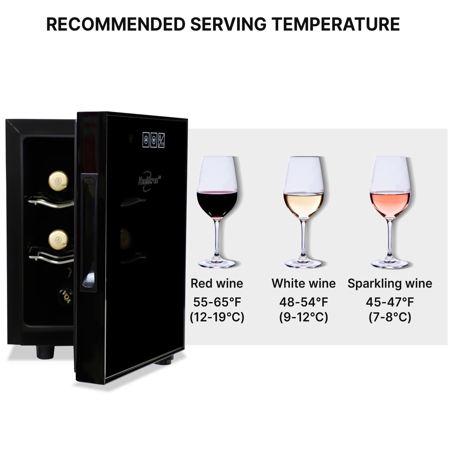 6 Bottle Wine Cooler, Black, Thermoelectric Wine Fridge, 0.65 cu. ft. (16L), Freestanding Wine Cellar, Red, White and Sparkling Wine Storage for Small Kitchen, Apartment, Condo, RV