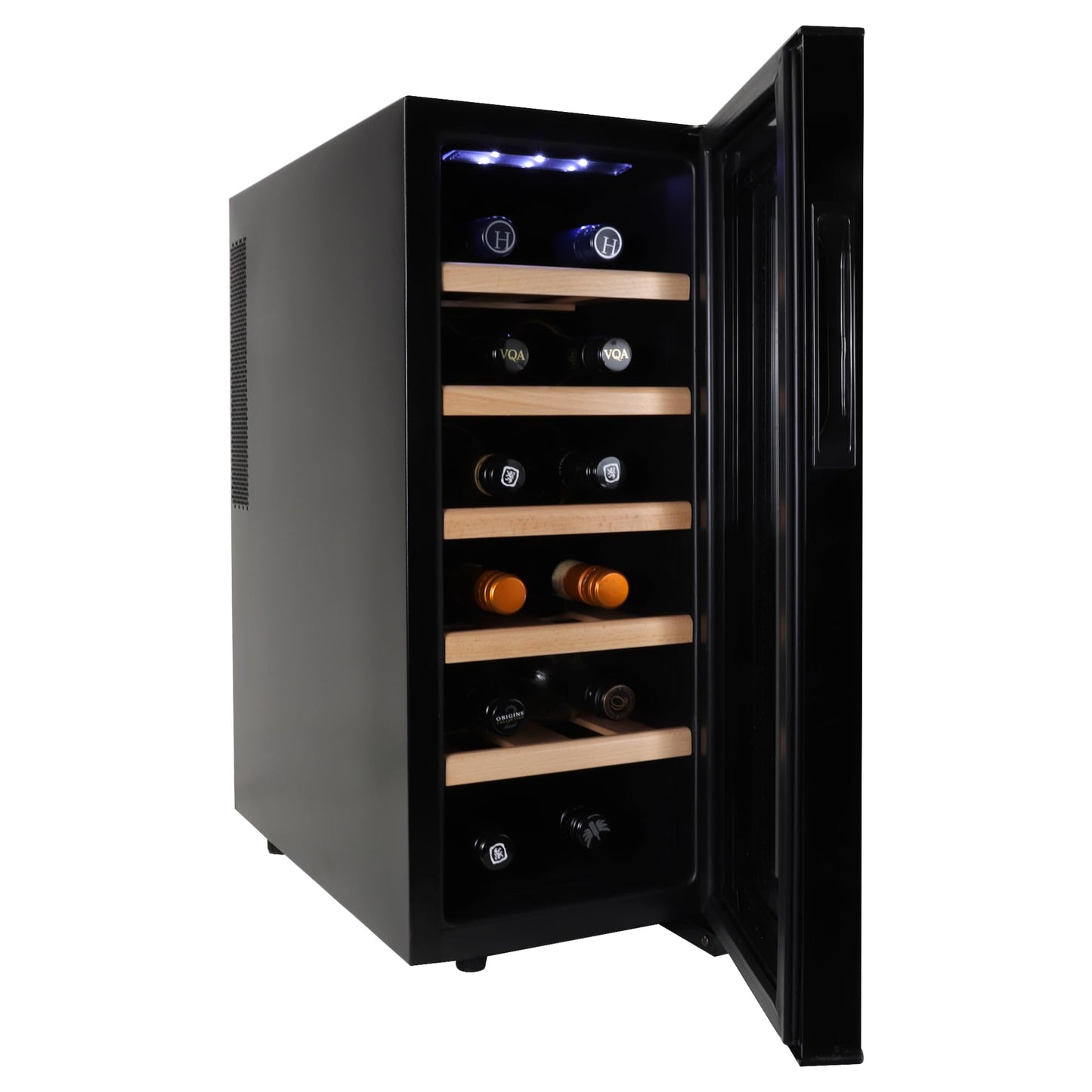 6 Bottle Wine Cooler, Black, Thermoelectric Wine Fridge, 0.65 cu. ft. (16L), Freestanding Wine Cellar, Red, White and Sparkling Wine Storage for Small Kitchen, Apartment, Condo, RV