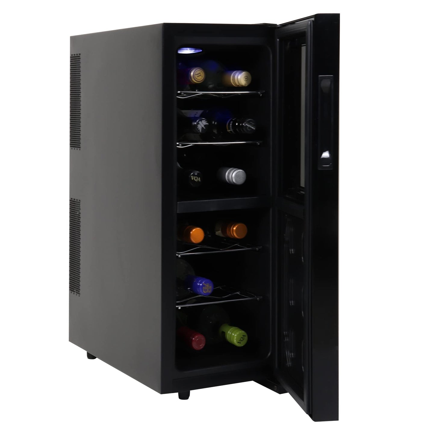 6 Bottle Wine Cooler, Black, Thermoelectric Wine Fridge, 0.65 cu. ft. (16L), Freestanding Wine Cellar, Red, White and Sparkling Wine Storage for Small Kitchen, Apartment, Condo, RV