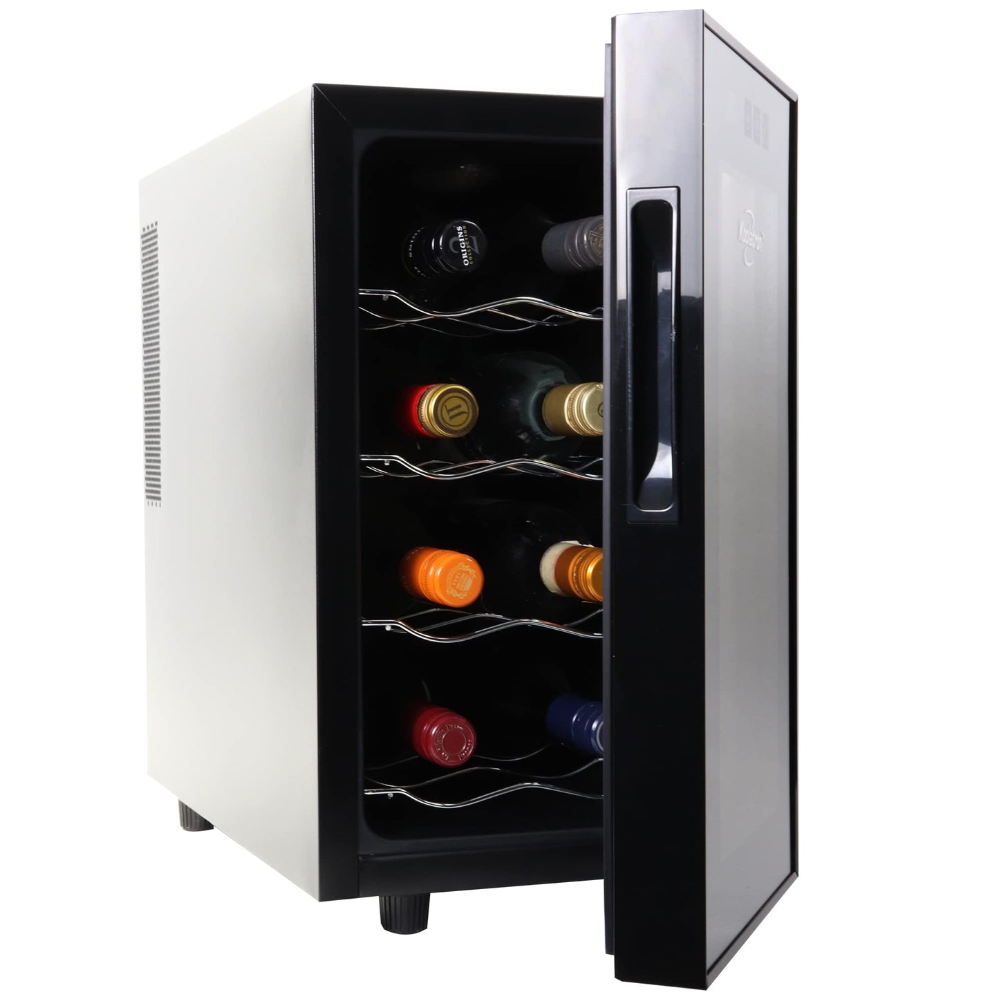 6 Bottle Wine Cooler, Black, Thermoelectric Wine Fridge, 0.65 cu. ft. (16L), Freestanding Wine Cellar, Red, White and Sparkling Wine Storage for Small Kitchen, Apartment, Condo, RV