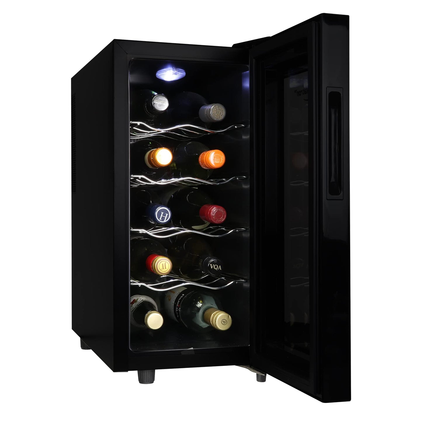 6 Bottle Wine Cooler, Black, Thermoelectric Wine Fridge, 0.65 cu. ft. (16L), Freestanding Wine Cellar, Red, White and Sparkling Wine Storage for Small Kitchen, Apartment, Condo, RV