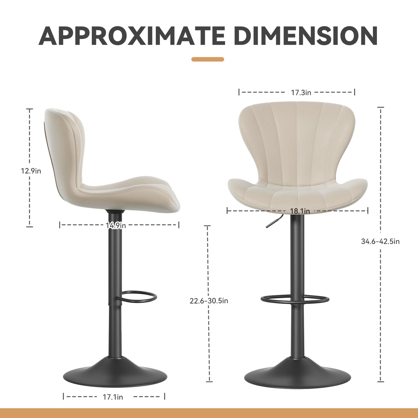 Daluvenix Bar Stools Set of 2 Modern Island Bar Stools Upholstered Faux Leather Barstools Height Adjustable Counter Chairs with Back Waterproof Stools for Kitchen, Black