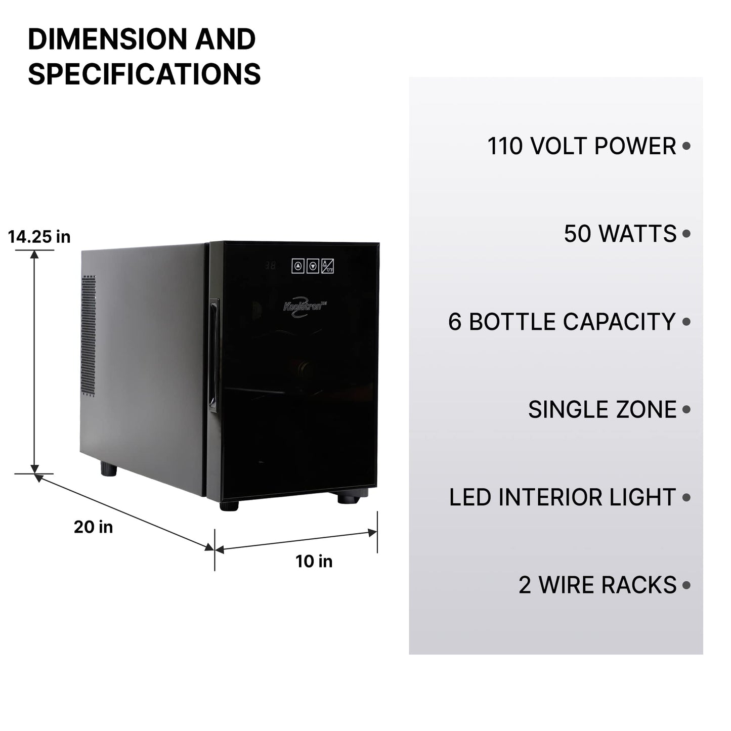 6 Bottle Wine Cooler, Black, Thermoelectric Wine Fridge, 0.65 cu. ft. (16L), Freestanding Wine Cellar, Red, White and Sparkling Wine Storage for Small Kitchen, Apartment, Condo, RV