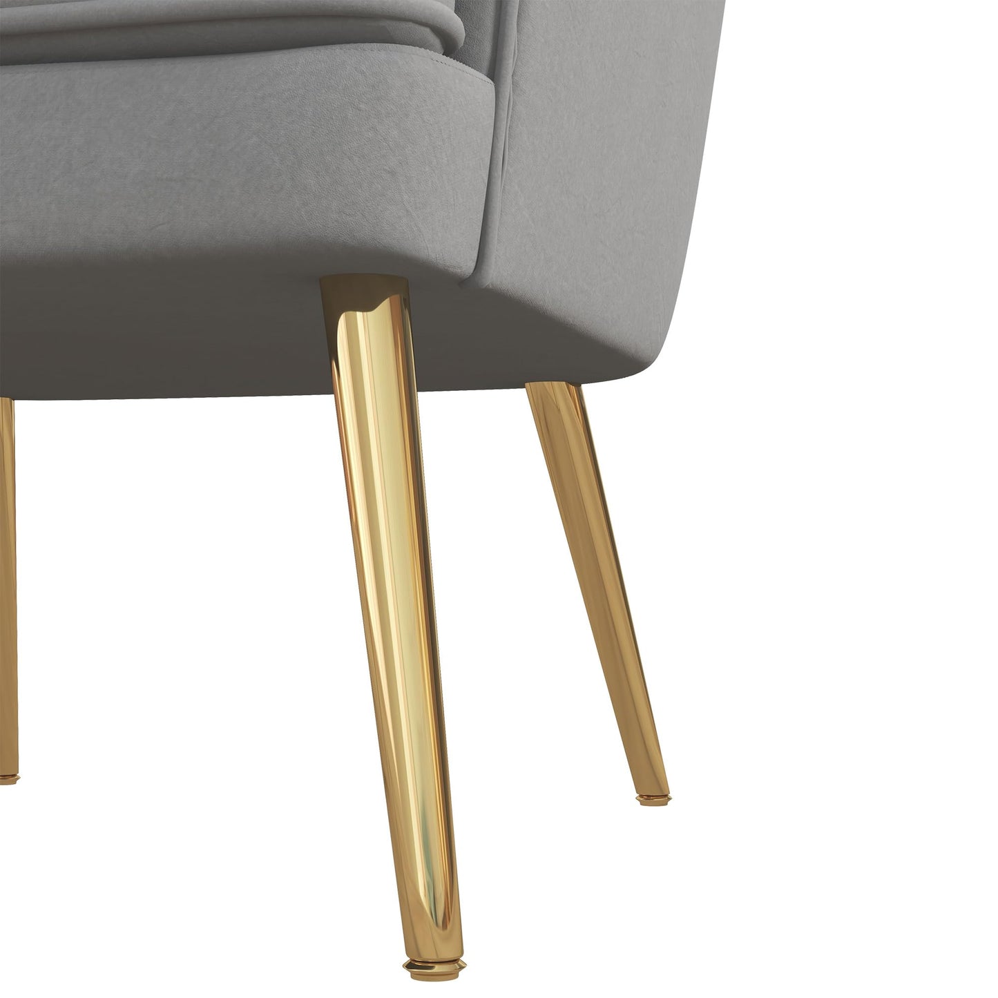 Fabric Accent Chair, Velvet Armchair, Modern Living Room Chair with Gold Metal Legs and Thick Padding for Bedroom, Grey