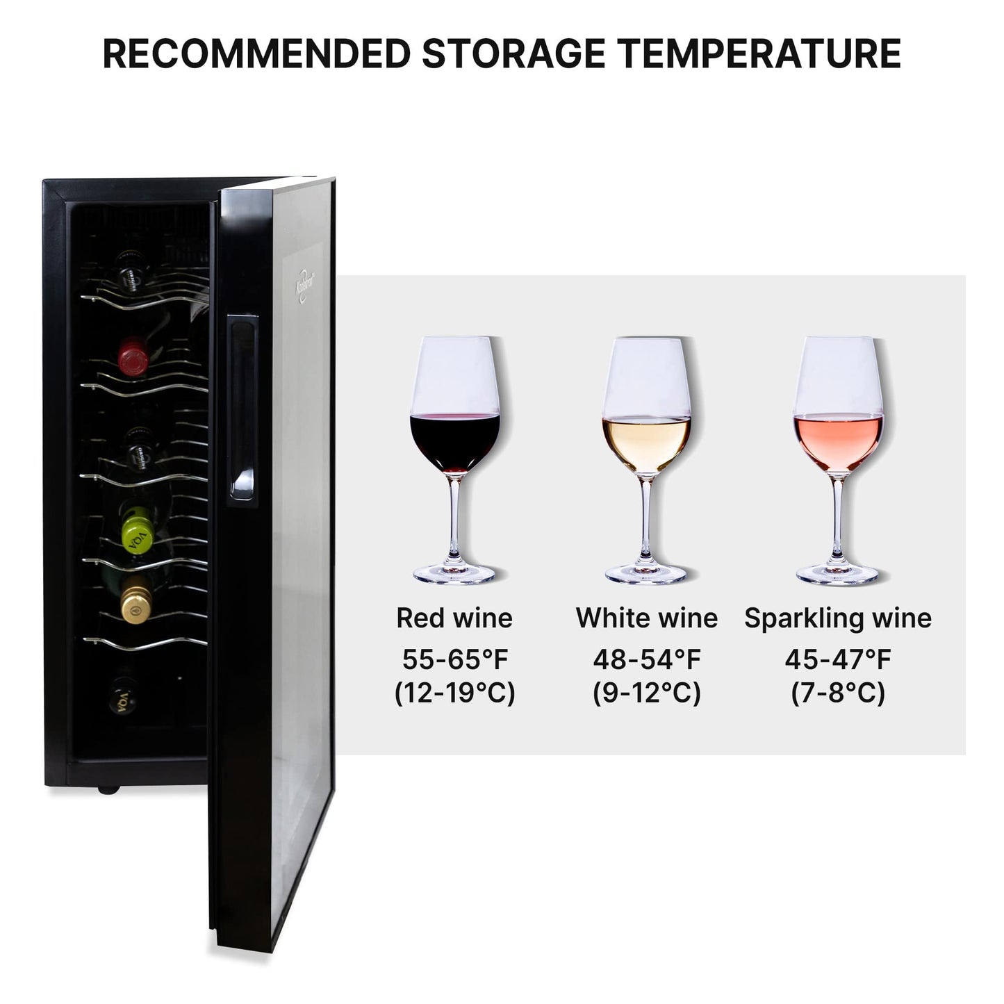 6 Bottle Wine Cooler, Black, Thermoelectric Wine Fridge, 0.65 cu. ft. (16L), Freestanding Wine Cellar, Red, White and Sparkling Wine Storage for Small Kitchen, Apartment, Condo, RV