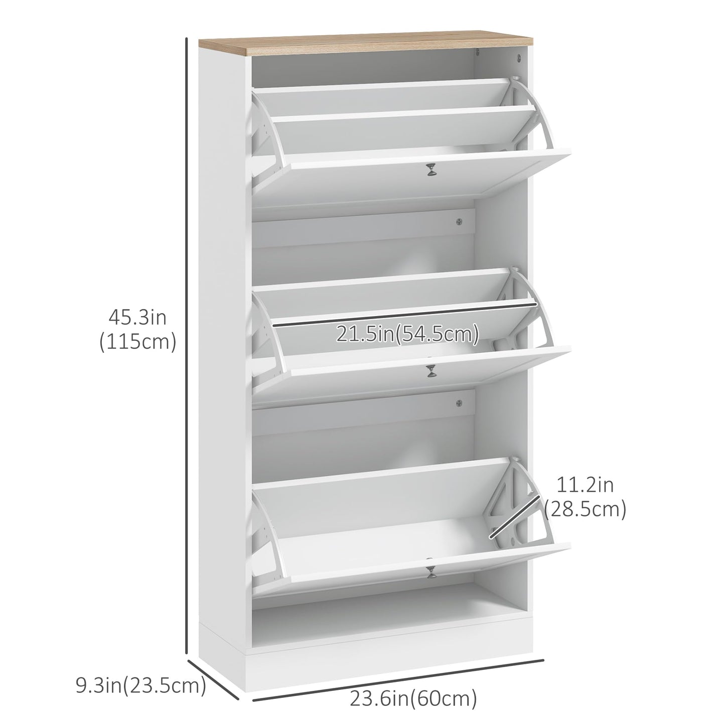 Narrow Shoe Cabinet with 3 Flip Drawers and Adjustable Shelves, Entryway Shoe Storage Unit for 18 Pairs of Shoes, Grey