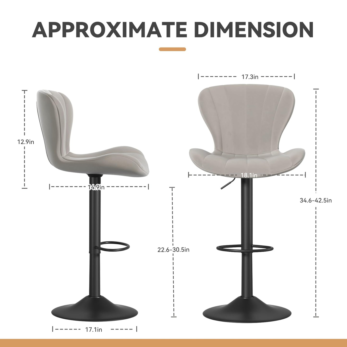 Daluvenix Bar Stools Set of 2 Modern Island Bar Stools Upholstered Faux Leather Barstools Height Adjustable Counter Chairs with Back Waterproof Stools for Kitchen, Black