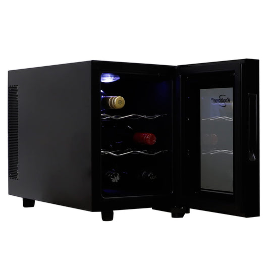 6 Bottle Wine Cooler, Black, Thermoelectric Wine Fridge, 0.65 cu. ft. (16L), Freestanding Wine Cellar, Red, White and Sparkling Wine Storage for Small Kitchen, Apartment, Condo, RV