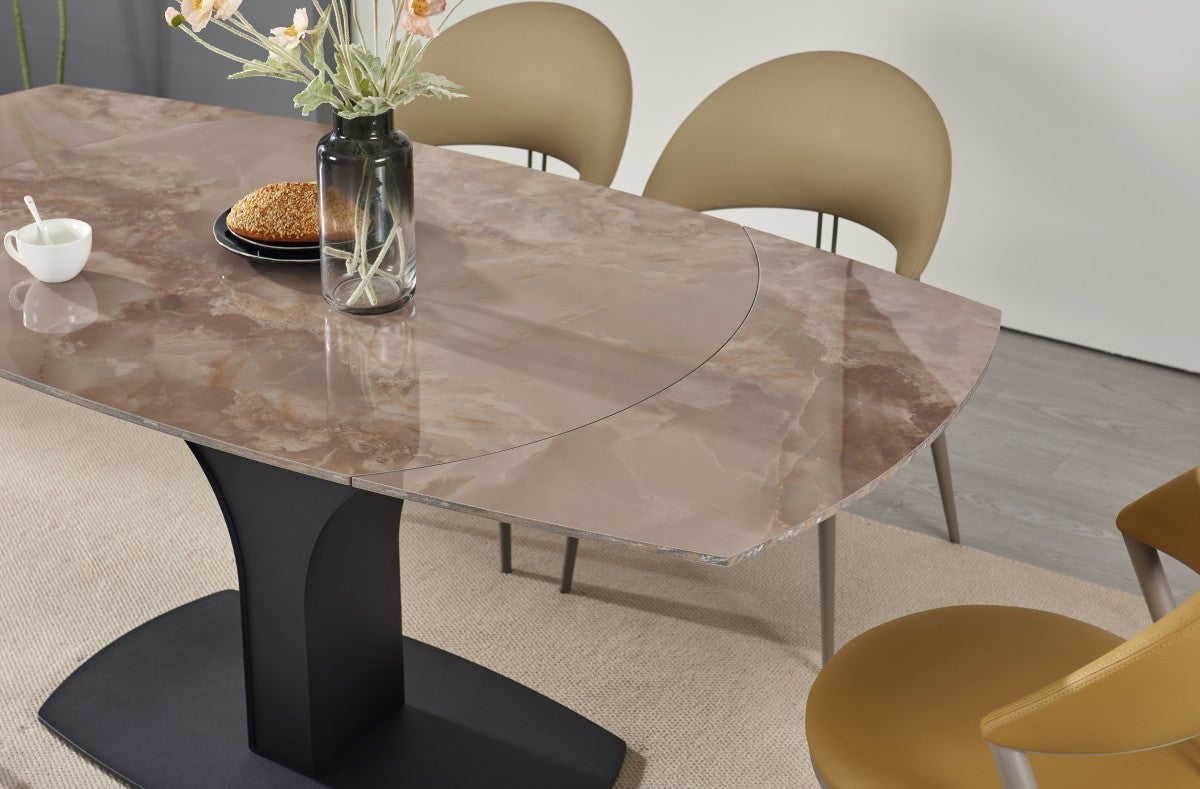 Sintered Stone Extendable Dining Table – Agate Brown