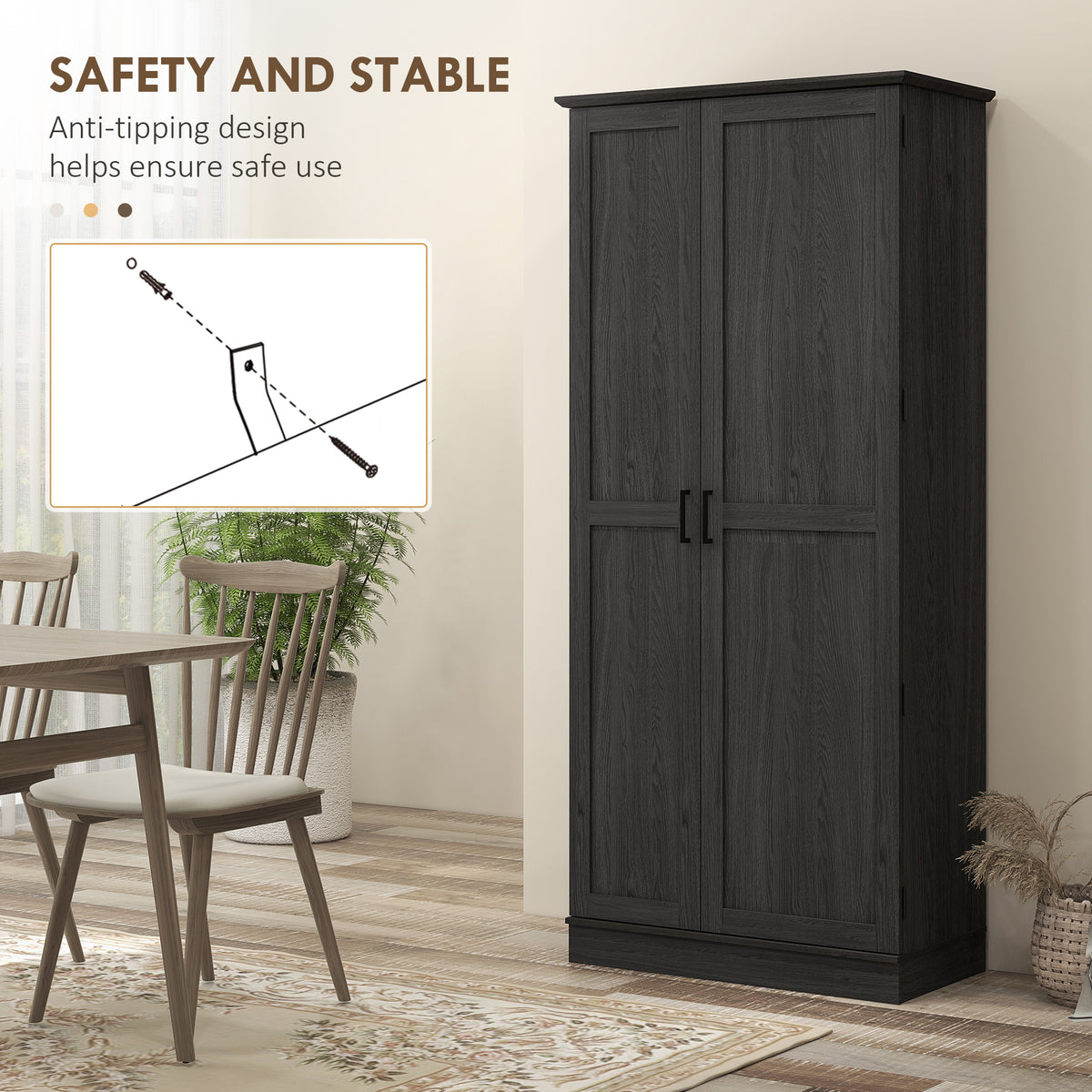 Tall Kitchen Pantry Cabinet with Door Shelves and Adjustable Shelves – 32"W x 70"H
