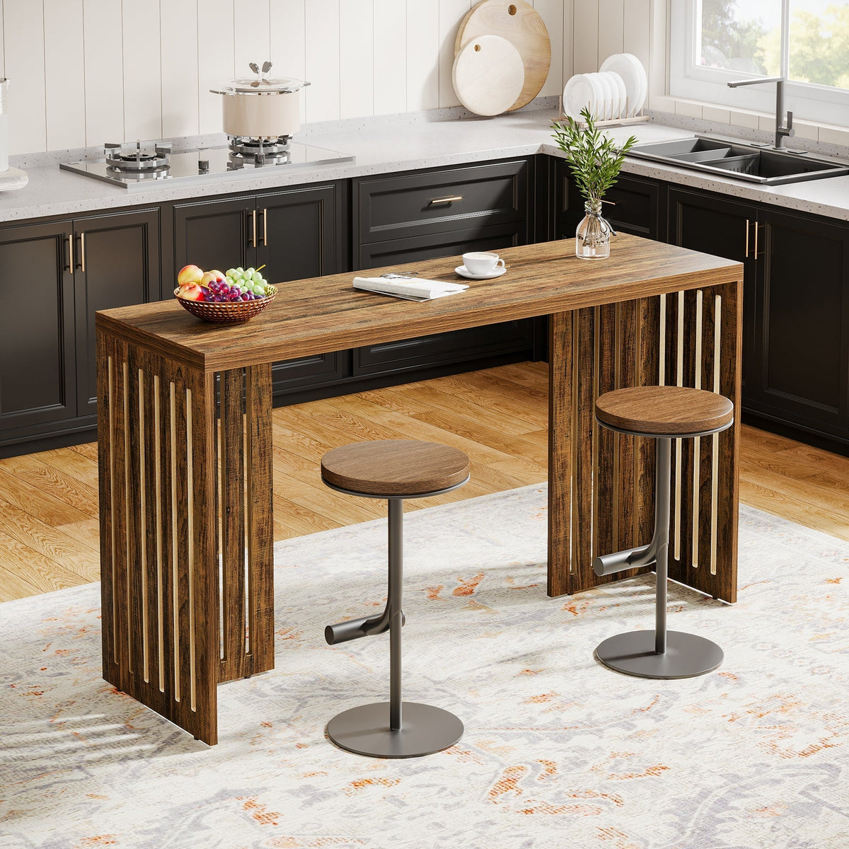 63" Bar Table, Rectangular High Top Kitchen & Dining Table(Only Table)