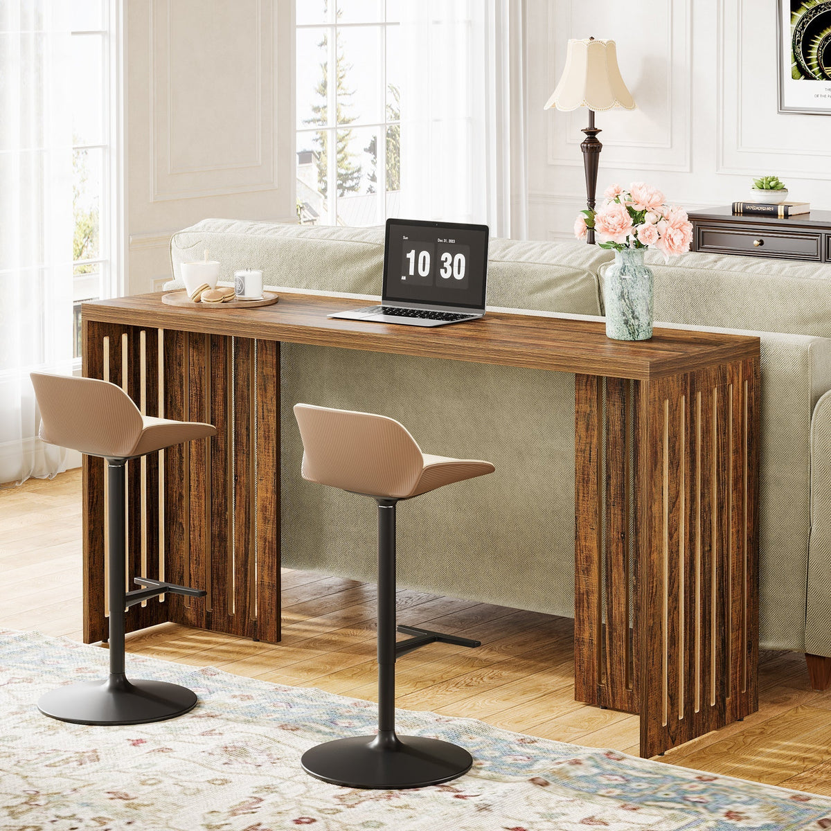 63" Bar Table, Rectangular High Top Kitchen & Dining Table(Only Table)