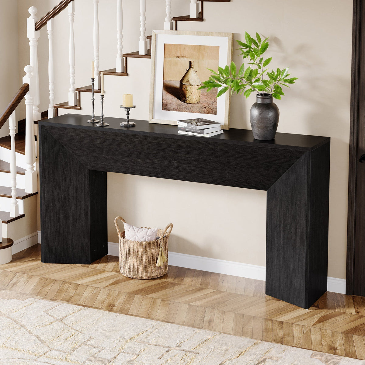 63" Console Table, Wooden Sofa Table Hallway Foyer Table