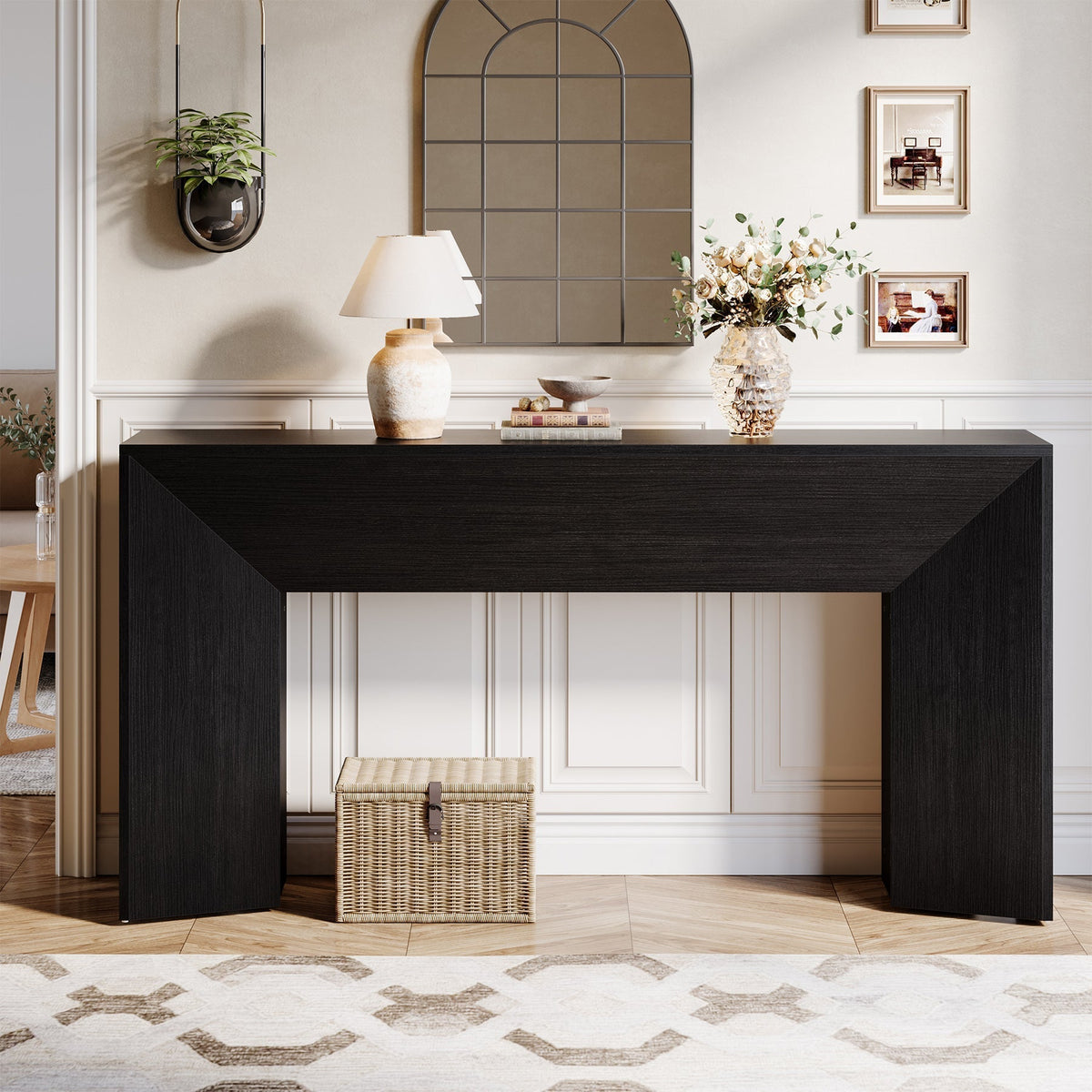63" Console Table, Wooden Sofa Table Hallway Foyer Table