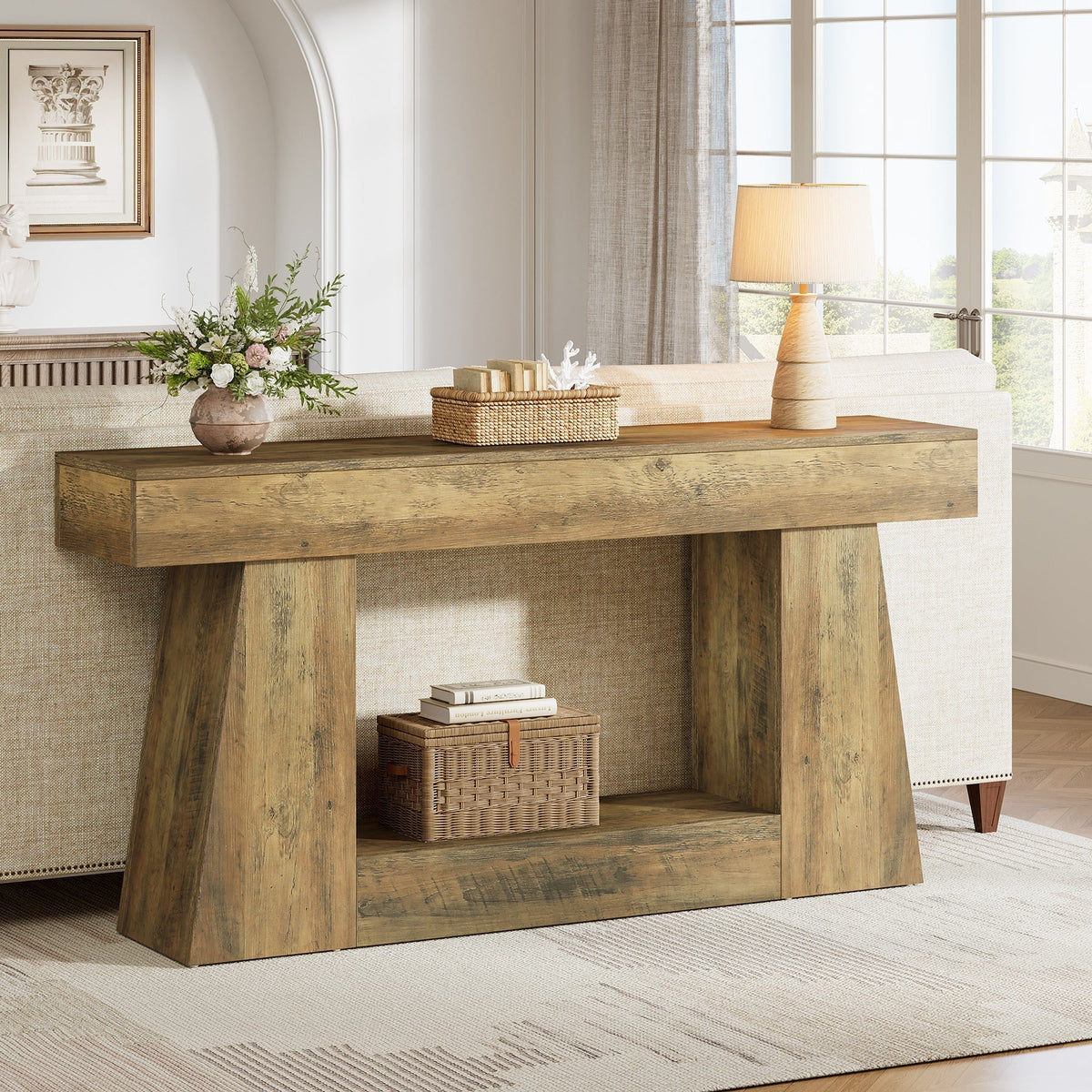 63" Console Table, Wooden Sofa Table Hallway Table