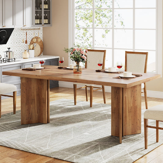 63" Dining Table, Farmhouse Kitchen Table with Large Tabletop for 4-6