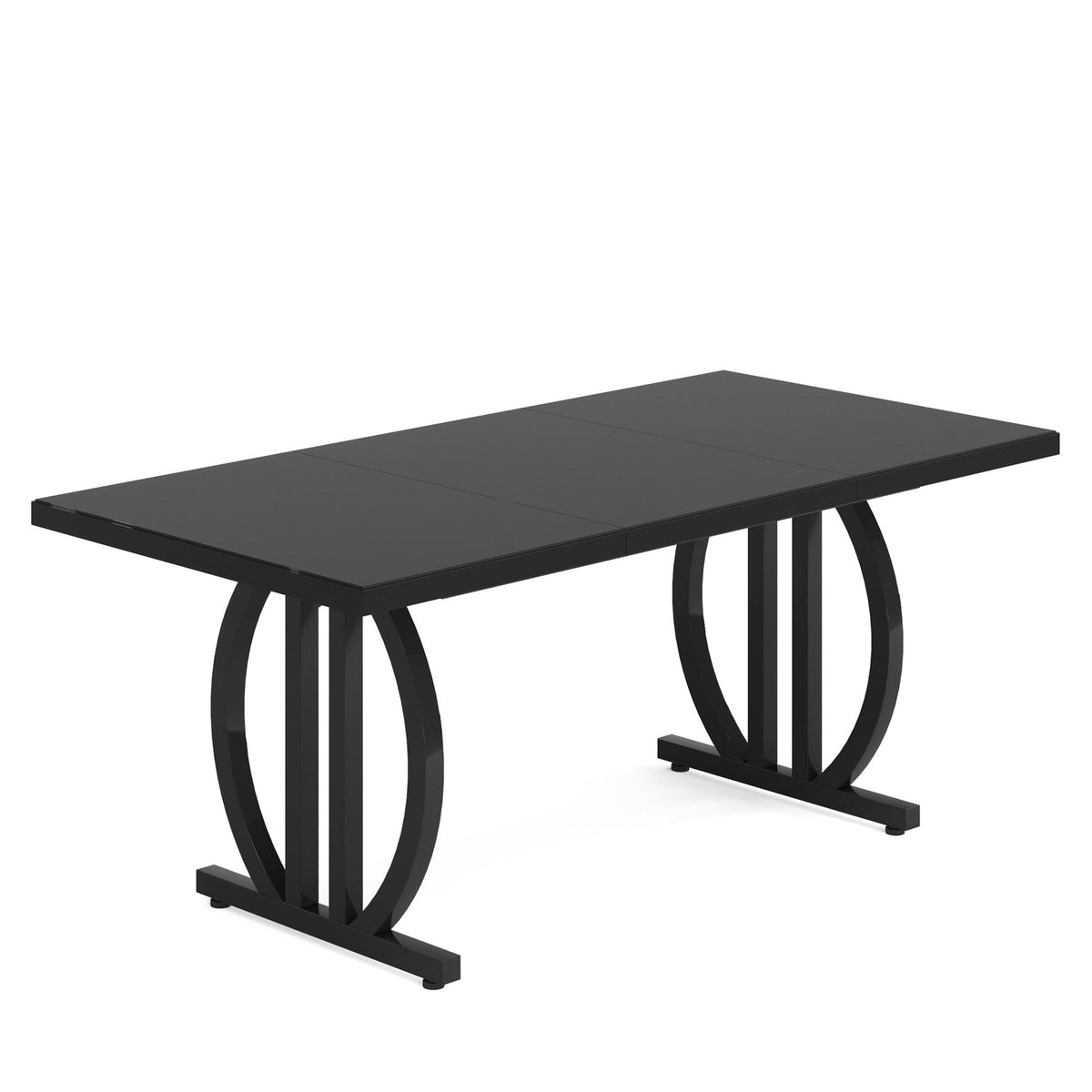 63" Dining Table for 4-6 People, Modern Kitchen Dinner Table with Metal Frame