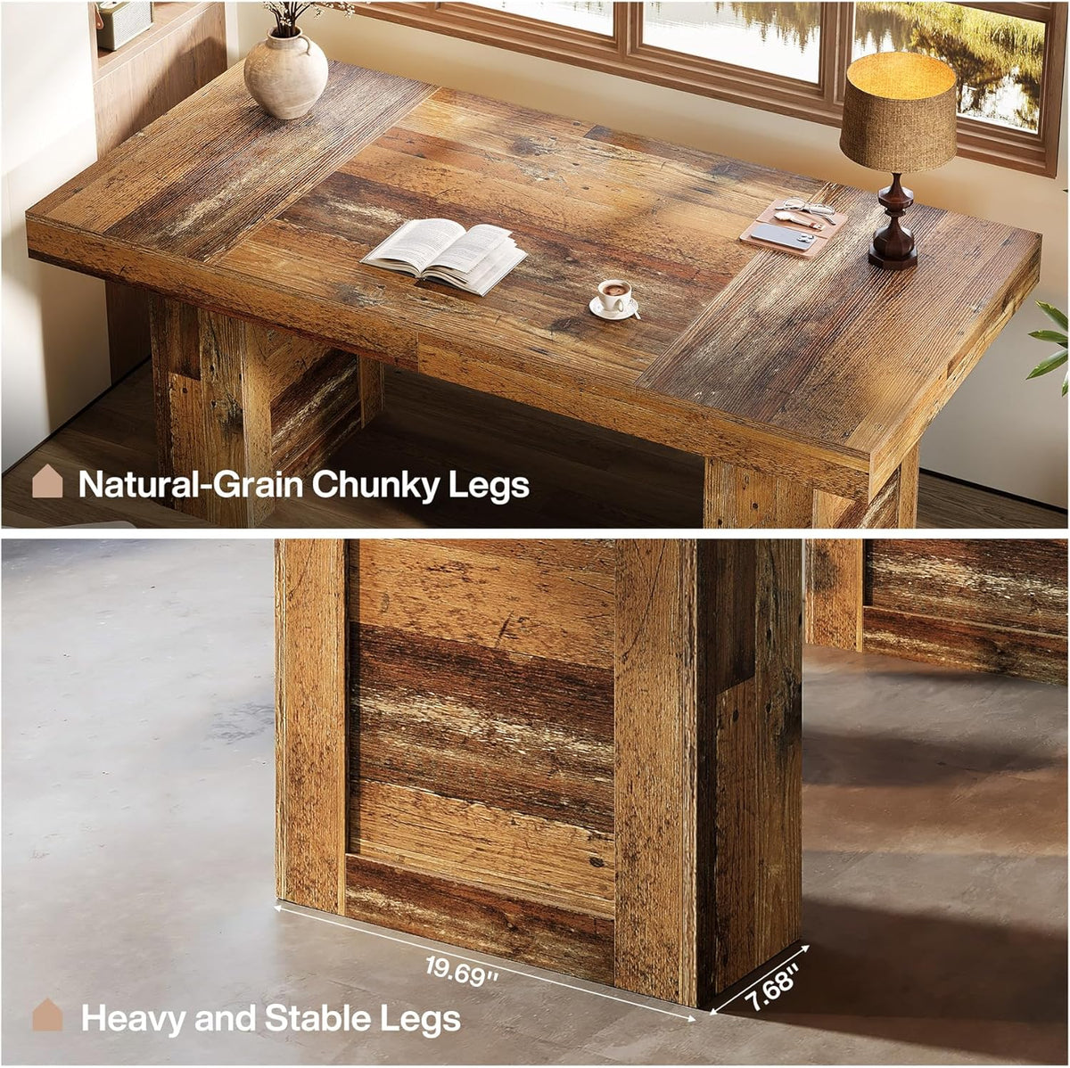 63" Executive Desk, Large Wooden Office Computer Desk with Heavy Duty Legs