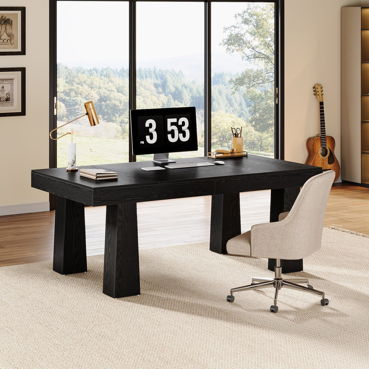 63" Executive Desk, Modern Home Office Desk Computer Desk