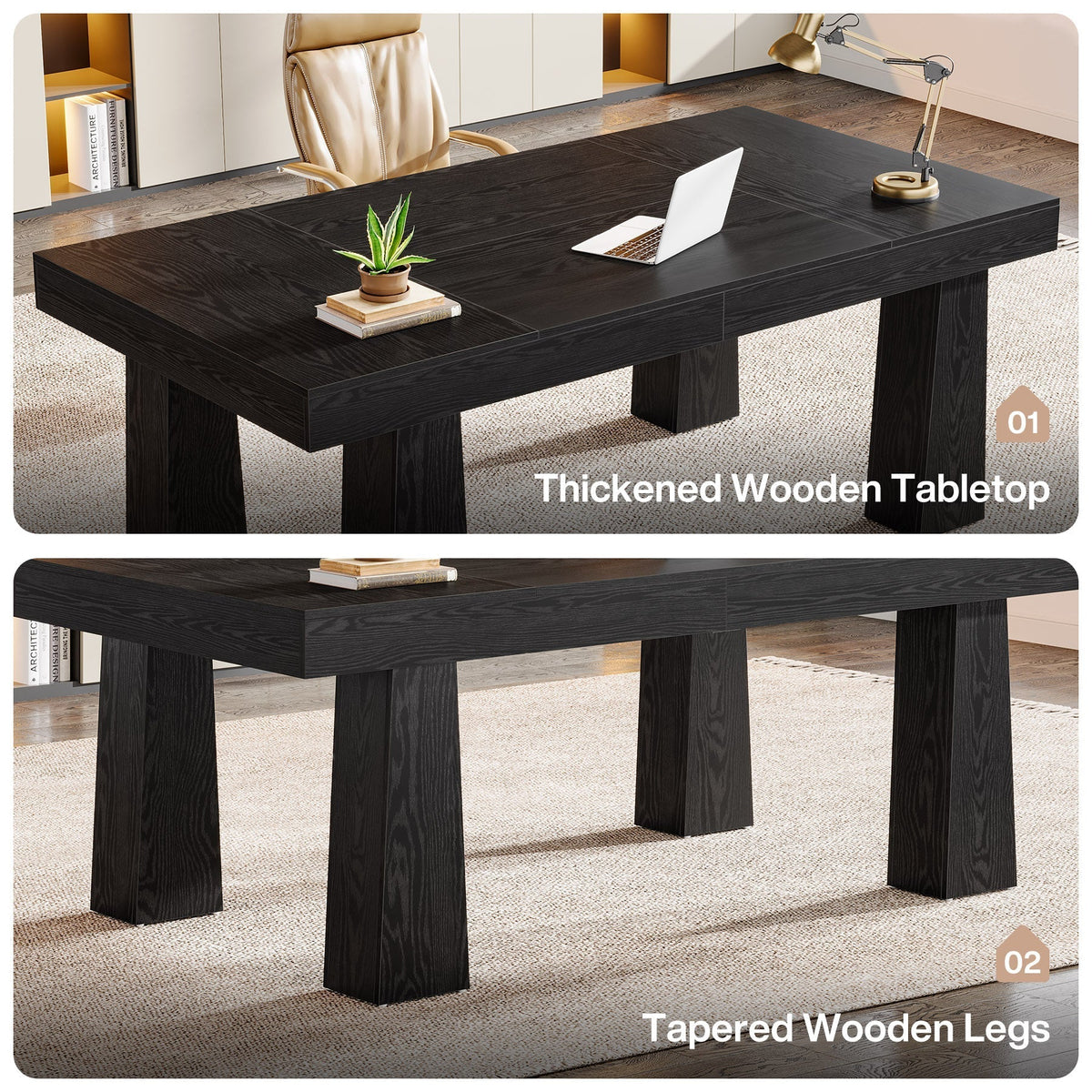 63" Executive Desk, Modern Home Office Desk Computer Desk