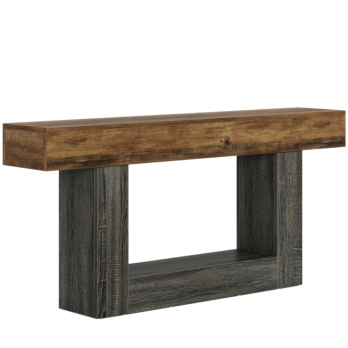 63" Wood Console Table, Farmhouse 2-Tier Sofa Table Entryway Table