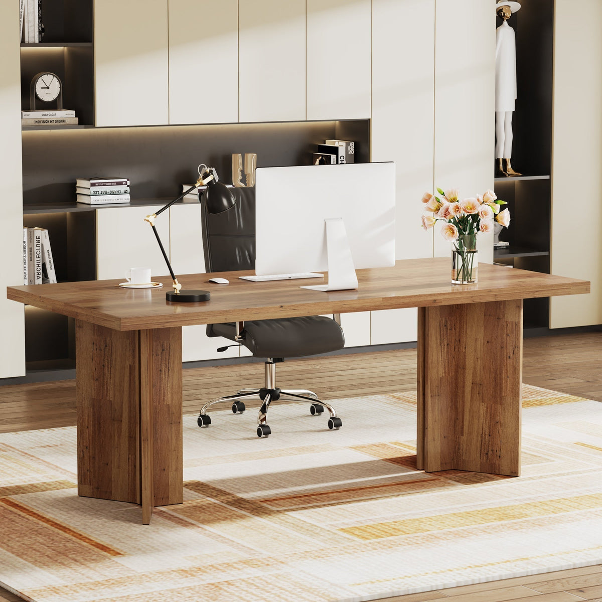 63" Executive Desk, Farmhouse Computer Desk with Large Tabletop