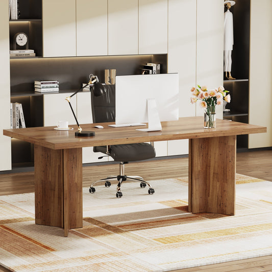 63" Executive Desk, Farmhouse Computer Desk with Large Tabletop