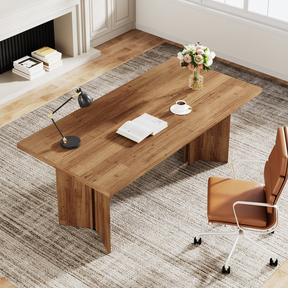 63" Executive Desk, Farmhouse Computer Desk with Large Tabletop