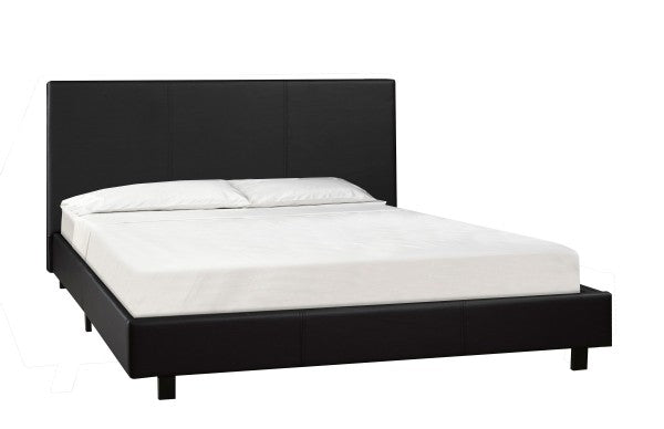 Contemporary Black Faux Leather Twin Platform Bed and Bonnell Coil Mattress Set