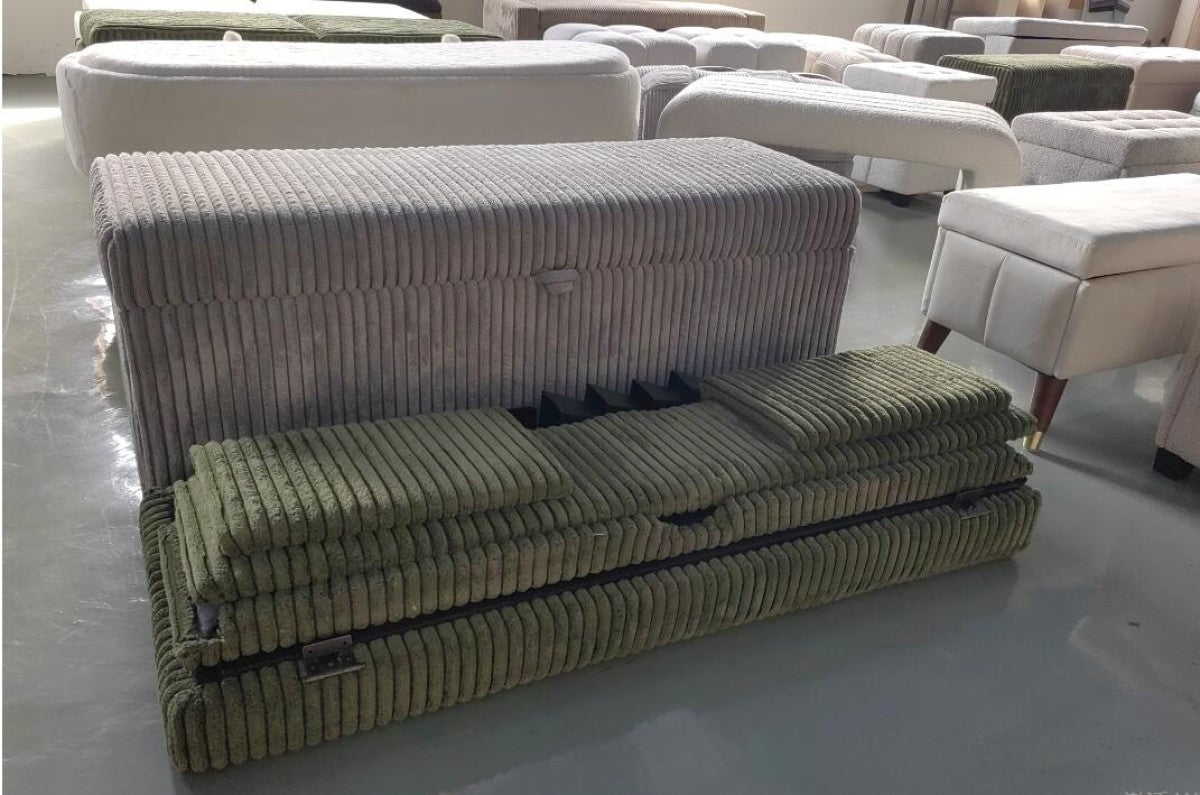 Channel-Tufted Storage Ottoman